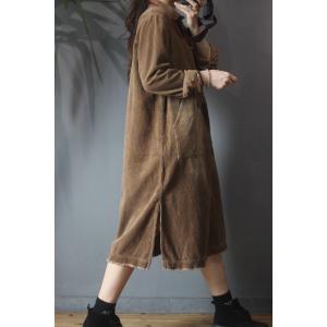 Solid Color Loose Corduroy Dress Winter Casual Korean Dress