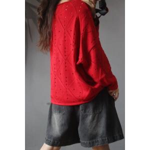 Korean Style Crochet Sweater Plain Long Sleeve Plus Size Knitwear