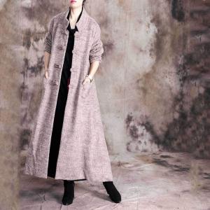 Solid Color Chinese Vintage Coat Pankou Decoration Long Coat