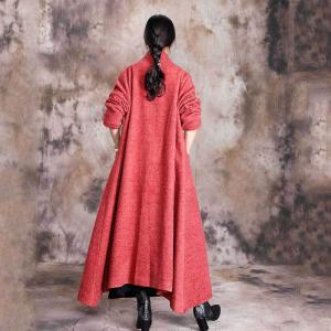 Solid Color Chinese Vintage Coat Pankou Decoration Long Coat