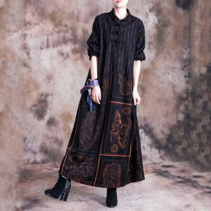 Chinese Style Vintage Loose Cheongsam Wool Blended Qipao Dress