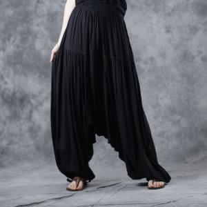 Korean Fashion Loose Harem Pants Pleated Black Palazzo Pants