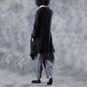 Slanted Buttons Linen Blazers Long Sleeve Casual Outerwear
