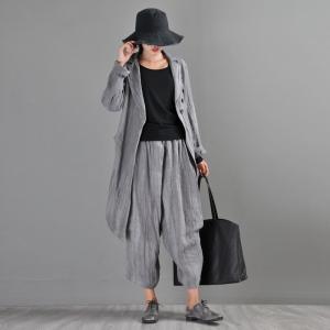 Solid Color Casual Harem Trousers Baggy Linen Pants for Women