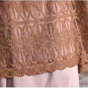 Long Sleeve Crochet Lace Dress Double Layered Loose Shift Dress