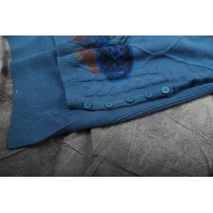 Fish Patterns Long Sleeve Blue Dress Asymmetrical Sweater Dress
