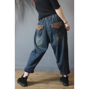 Corduroy Patchwork Baggy Jeans Fleece Vintage Cuff Jeans