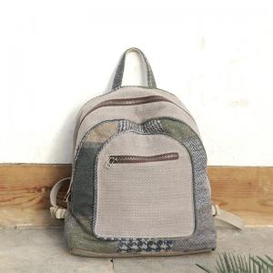 Floral Patchwork Vintage Backpack Cotton Linen Canvas Bag