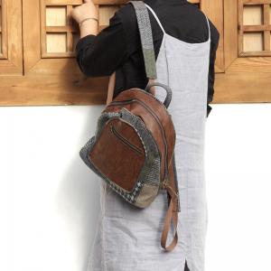 Floral Patchwork Vintage Backpack Cotton Linen Canvas Bag