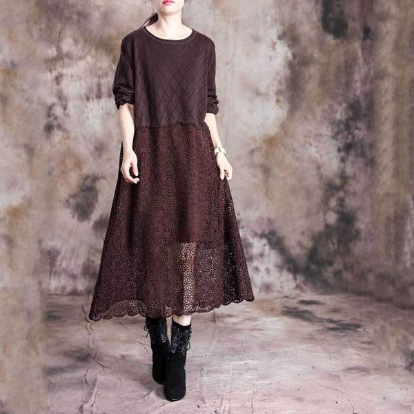 Winter Fashion Lace Crochet Dress Elegant Lace Dress