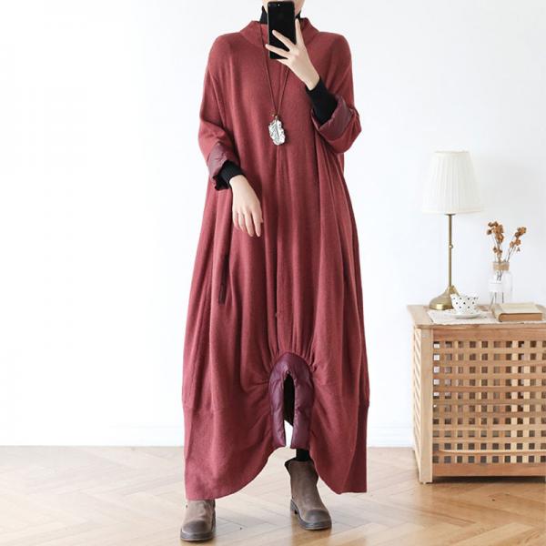 Solid Color Plus Size Sweater Dress Knitting Puffer Winter Dress