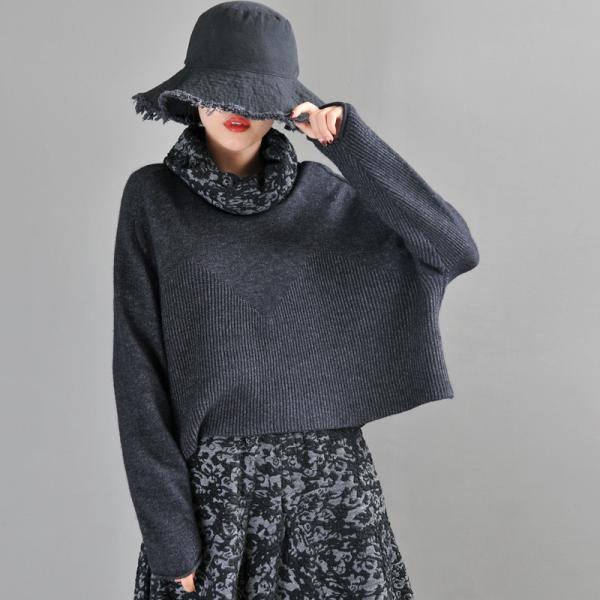 Loose Style Jacquard Sweater Long Sleeve Turtle Neck Jumper