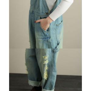 Korean Fashion Baggy Denim Jumpsuits Distressed Boyfriend Dungarees