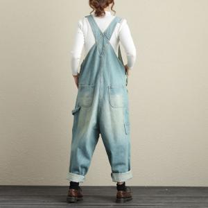 Korean Fashion Baggy Denim Jumpsuits Distressed Boyfriend Dungarees