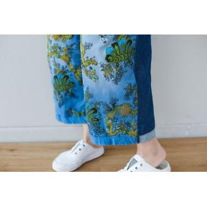 Blue Pockets Vintage Printed Baggy Overalls Floral Jean Dungarees