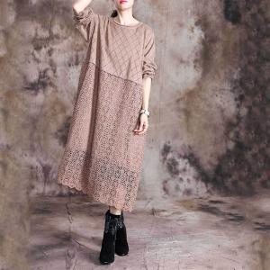 Winter Fashion Lace Crochet Dress Elegant Lace Dress