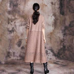 Winter Fashion Lace Crochet Dress Elegant Lace Dress