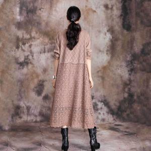 Winter Fashion Lace Crochet Dress Elegant Lace Dress