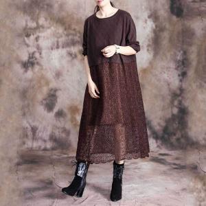 Winter Fashion Lace Crochet Dress Elegant Lace Dress