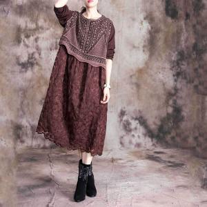 Hollow Out  Knitting Dress Winter Crochet Lace Dress