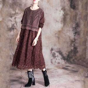 Hollow Out  Knitting Dress Winter Crochet Lace Dress