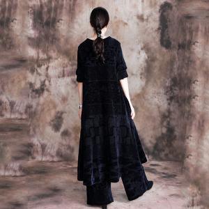 Knee-Length Woolen Dress with Vintage Palazzo Trousers