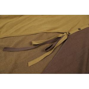 Yellow Contrast Loose Tunic Cotton Linen Tied Knitwear