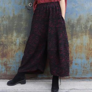 Over 40 Style Jacquard Harem Pants Baggy Wide Leg Trousers