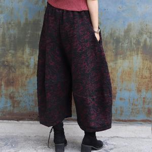 Over 40 Style Jacquard Harem Pants Baggy Wide Leg Trousers