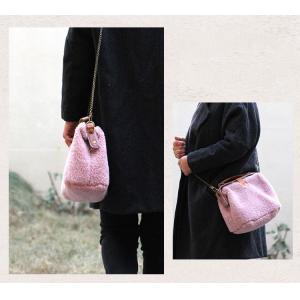 Korean Style Lamb Wool Handbag Solid Color Shoulder Bag