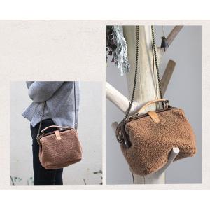 Korean Style Lamb Wool Handbag Solid Color Shoulder Bag