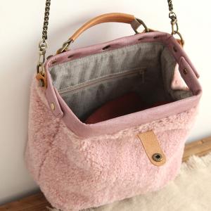 Korean Style Lamb Wool Handbag Solid Color Shoulder Bag