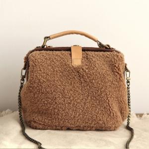 Korean Style Lamb Wool Handbag Solid Color Shoulder Bag