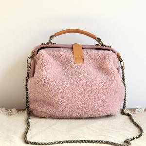 Korean Style Lamb Wool Handbag Solid Color Shoulder Bag