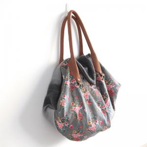 Japanese Style Floral Tote Cotton Linen Big Bag for Woman