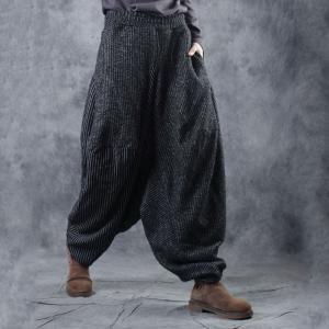 Vertical Stripes Winter Balloon Pants Womans Baggy Harem Pants