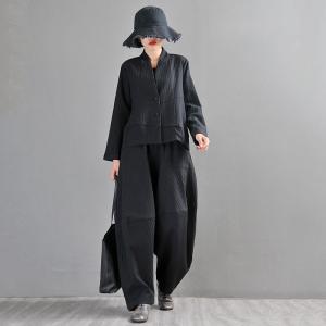 Simple Design Flax Black Blazer Womans Short Work Wear