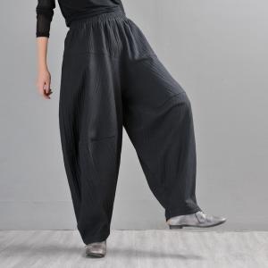 Solid Color Comfy Balloon Pants Linen Harem Pants for Senior Women