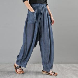 Straight Pocket Blue Pants Comfy Loose Flowy Pants