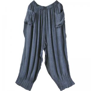 Straight Pocket Blue Pants Comfy Loose Flowy Pants