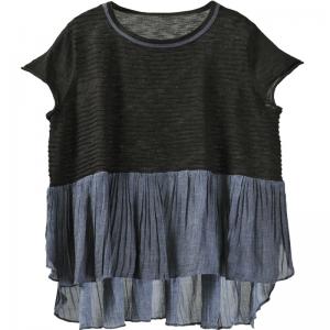 Short Sleeve Ruffle T-shirt Cotton Blend Comfy Loose Tee