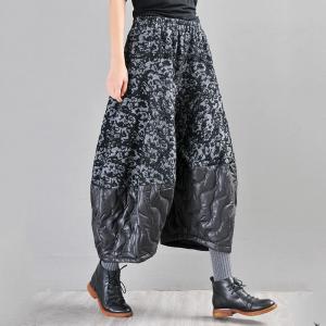 Over 50 Style Jacquard Wide Leg Pants Puffer Cropped Pants for Women