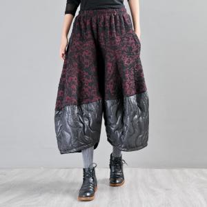 Over 50 Style Jacquard Wide Leg Pants Puffer Cropped Pants for Women