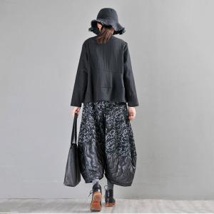 Over 50 Style Jacquard Wide Leg Pants Puffer Cropped Pants for Women