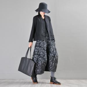 Over 50 Style Jacquard Wide Leg Pants Puffer Cropped Pants for Women