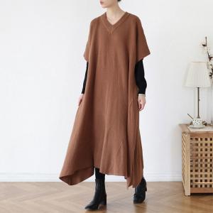 Half Sleeve Asymmetrical Hooded Dress V-Neck Maternity Dress