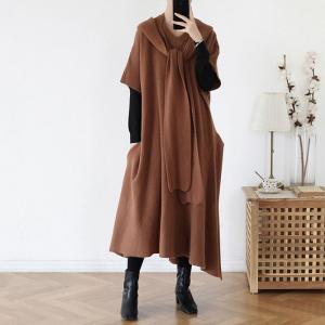 Half Sleeve Asymmetrical Hooded Dress V-Neck Maternity Dress