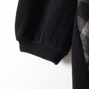 British Style Checker Dress Long Sleeve Black Sweater Dress