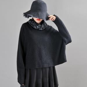 Loose Style Jacquard Sweater Long Sleeve Turtle Neck Jumper