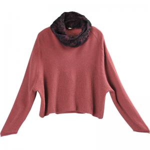 Street Fashion Turtleneck Sweater Plus Size Red Knitwear